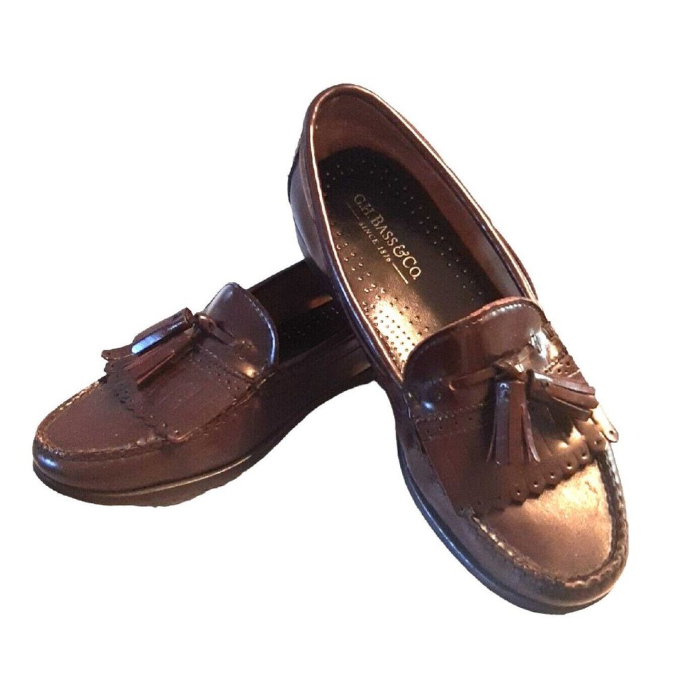Bass Dark Brown Leather Tassel Loafers